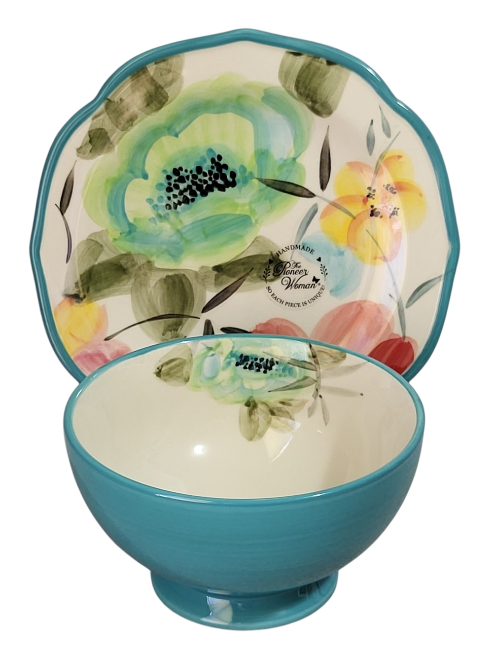 2-Pc The Pioneer Woman Vintage Bloom Soup Cereal Bowl & Salad Dessert Plate NEW